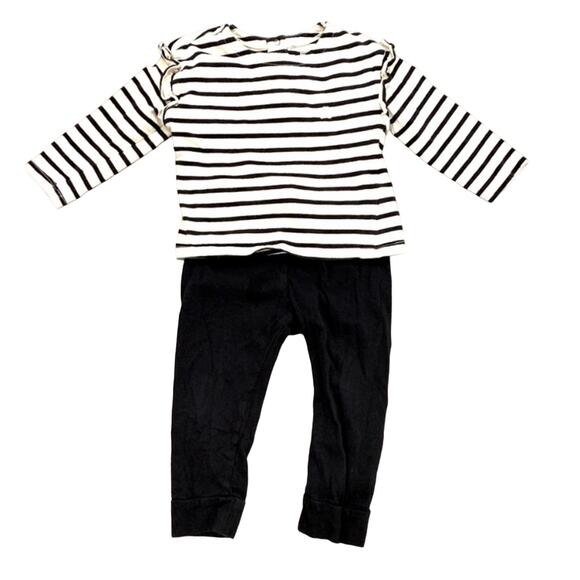 GAP Black and White Striped Long Sleeve Shirt and Pants Set - Picture 1 of 10